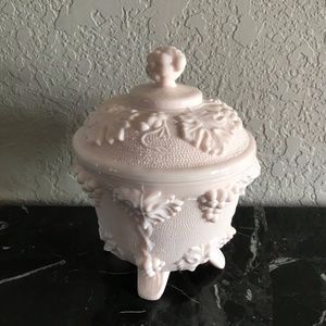 Vintage  Pink Milk Glass compote